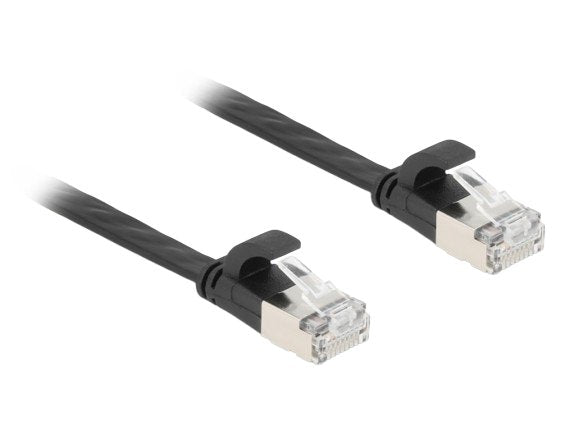 Delock Rj45 Flachband Cable De Red Stecker Zu Stecker Cat.6a U Ftp 7,5 M Schwarz