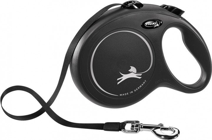 Flexi Correa Enrollable New Classic L Tape 5 Metros Negro