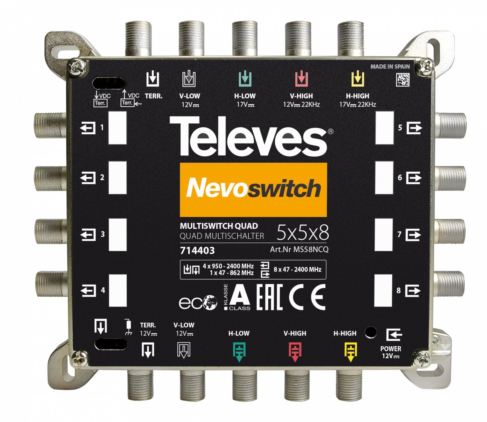 Televes Ms 58ncq Umschaltmatrix 5 Eingänge 8 Ausgänge Nevo Mit Netzteil