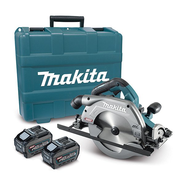 Sierra Circular Inalámbrica Makita Hs009gt201 Xgt, 40 Voltios Azul/Negro, 2 Baterías De Iones De Litio De 5,0 Ah Hs009gt201