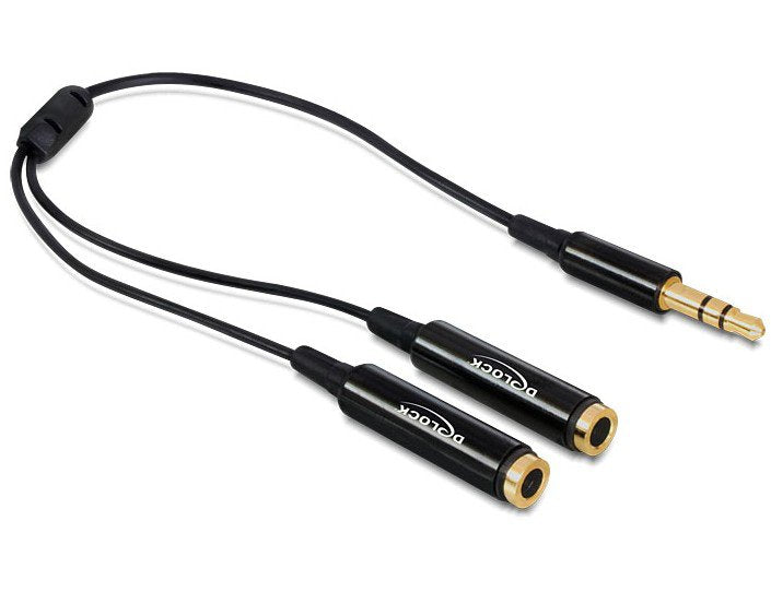 Delock Cable Audio Splitter Jack Macho 3,5 Mm> 2x Jack Hembra 3,5 Mm 25 Cm