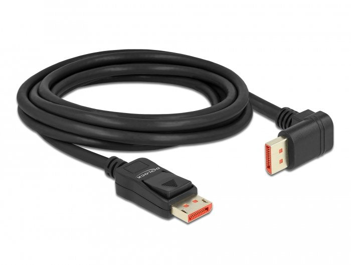 Delock Cable Displayport Macho Recto A Macho 90° Hacia Abajo En Ángulo 8k 60 Hz 3 M