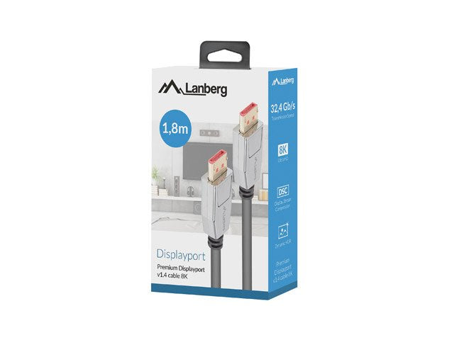 Lanberg Ca-Dpdp-20cu-0018-Bk Cable Displayport 20 Pin V1.4 1.8m 8k