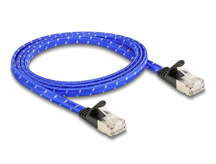 Delock Rj45 Cable De Red Plano Trenzado Cat.6a U/Ftp 1 M Azul