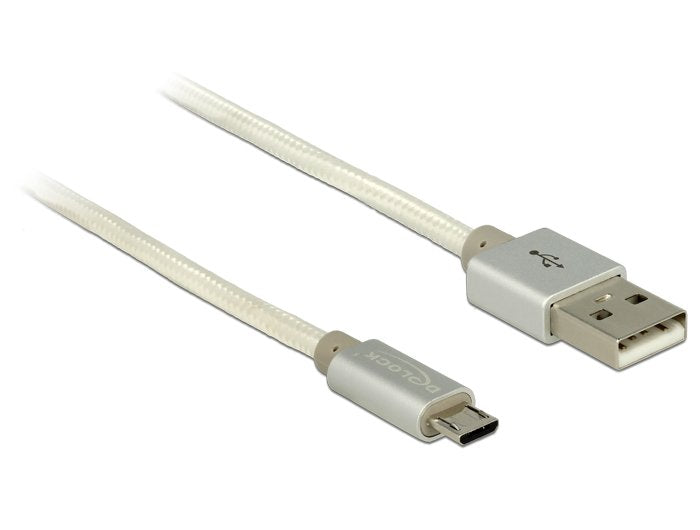 Usb Cable Delock A -> Micro-B M/M 1.00m Blanco Textilmantel