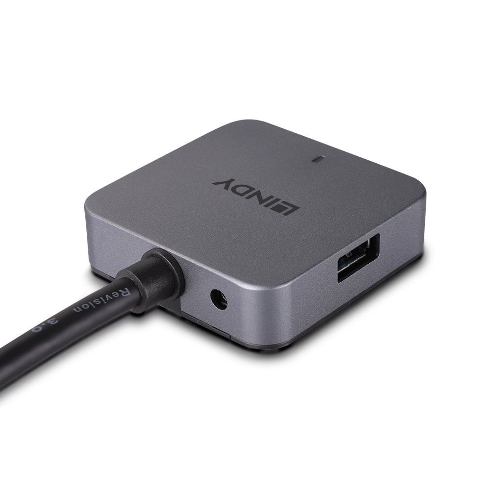 Lindy 43388 Hub 4 Puertos Usb 3.2 Gen 1 (3.1 Gen 1) Type-A 5000 Mbit/S Negro, Gris