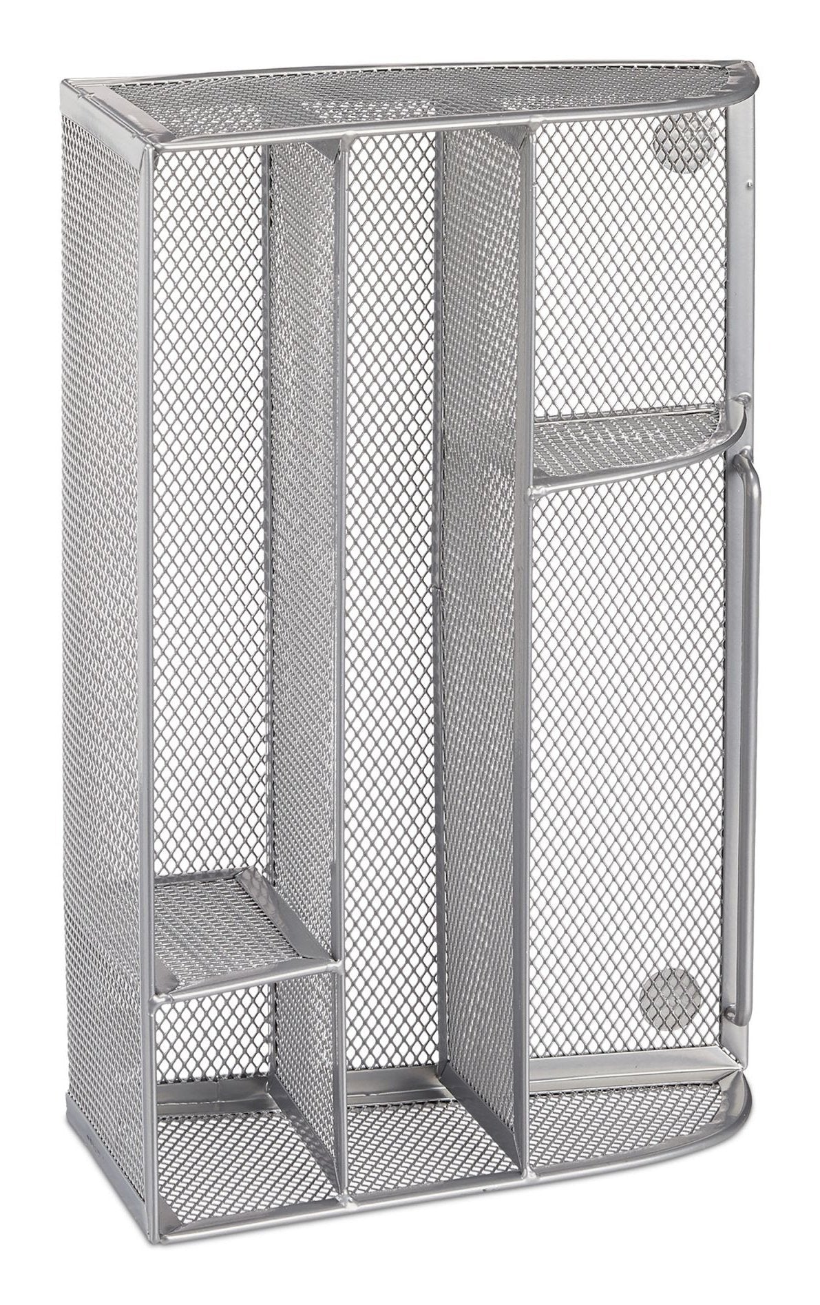 Relaxdays Escritorio-Organizer 5 Compartimentos, Metal Plateado