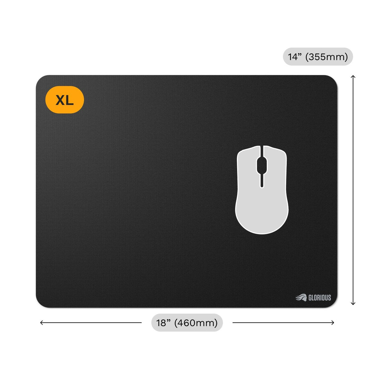 Glorious Gaming Alfombrilla De Ratón 2 Xl, Sin Bordes, Gummiert - 460 X 355mm, Negro