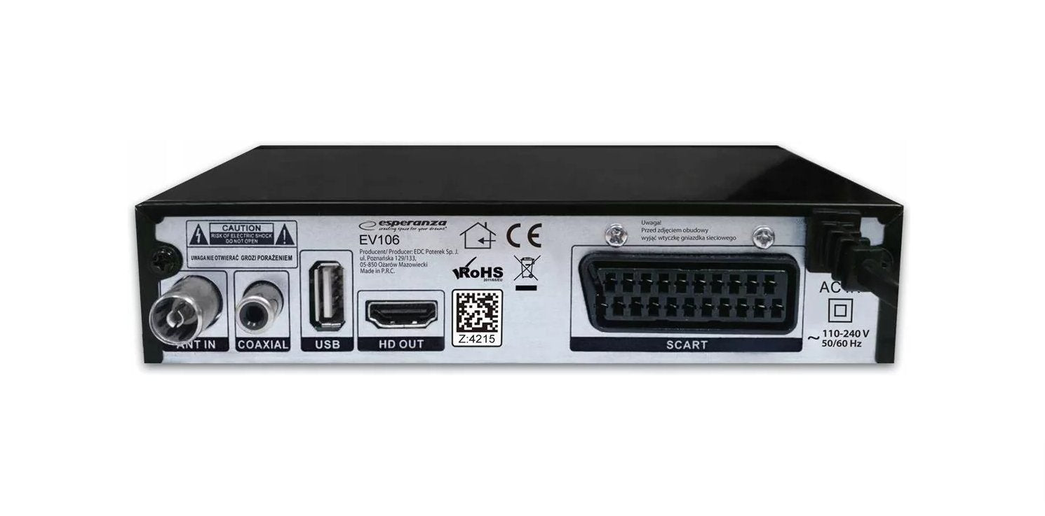 Sintonizador Esperanza Dvb-T2 H.265 / Hevc Ev106r