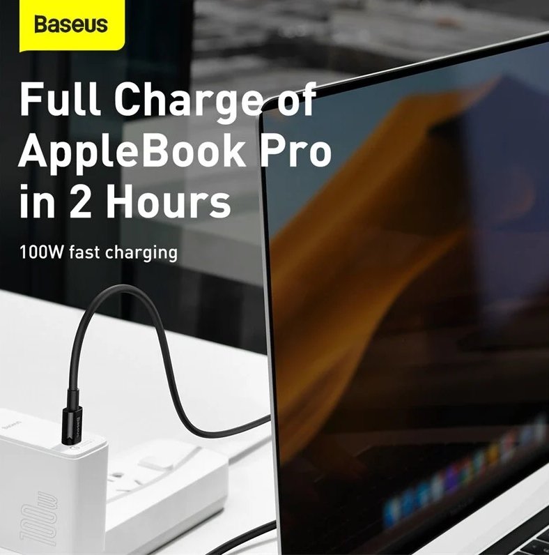 Cable Baseus Catys-C01 Usb-C - Usb-C Pd Qc Fcp 100w 5a 480mb/S 2m - Negro