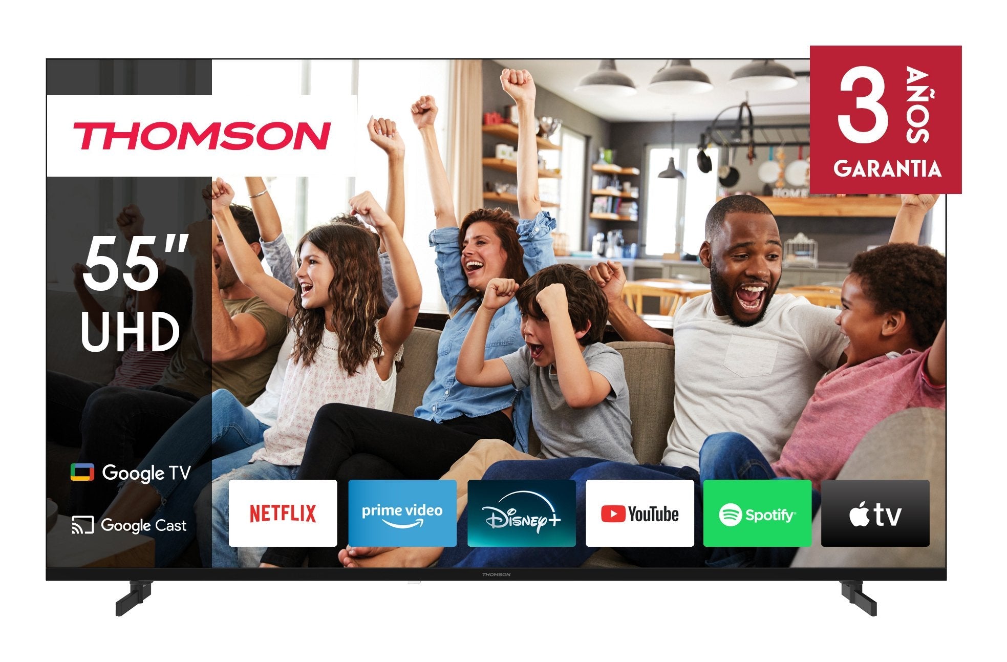 Thomson 55ug4s14, Tv Led 139 Cm (55 Pulgadas), Negro, Ultrahd/4k, Google Tv, Triple Sintonizador, Hdr 55ug4s14