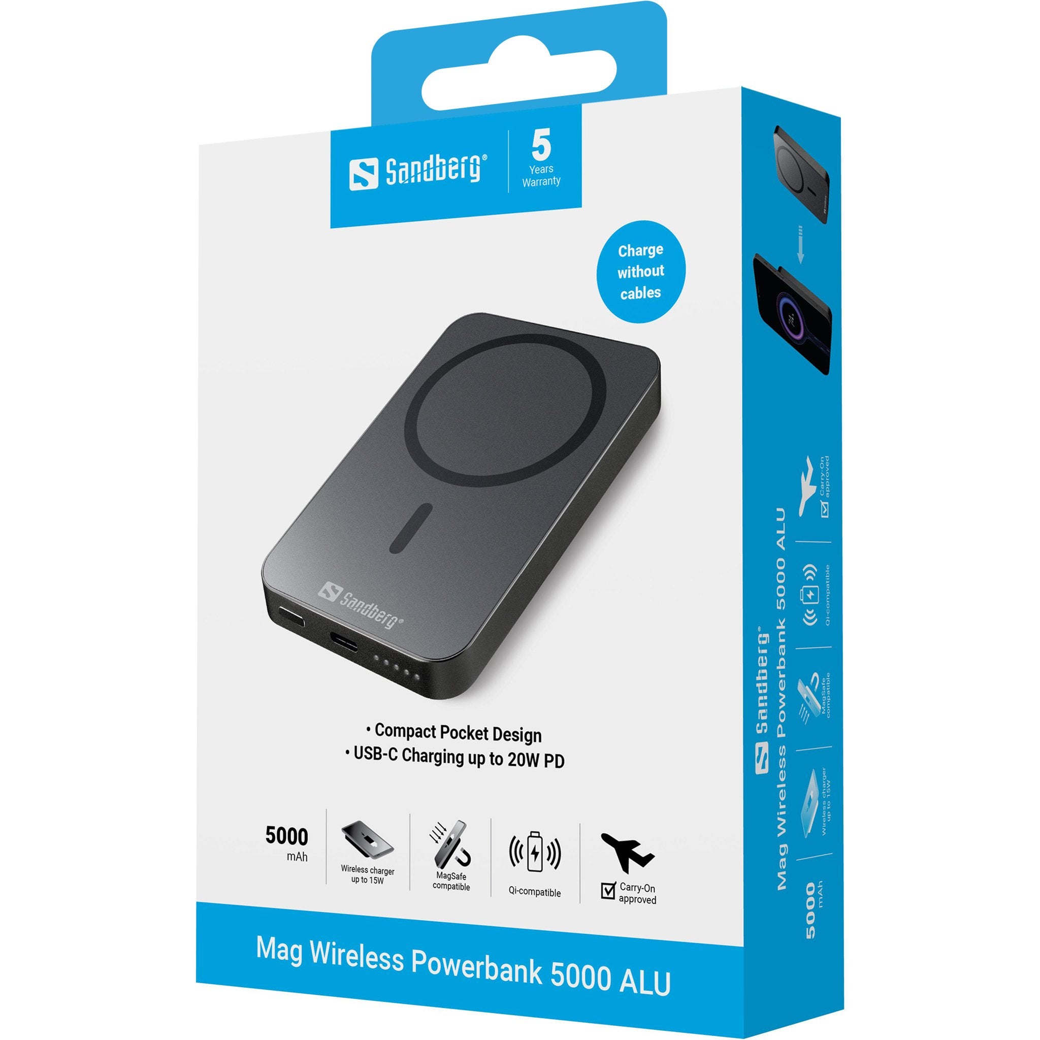 EAN 5705730420962 - Sandberg 420-96 batería externa Litio 5000 mAh Cargador inalámbrico Negro imagen 5