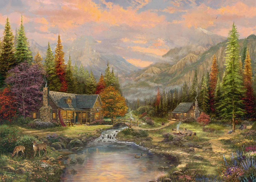 Schmidt Games Rompecabezas De Madera Thomas Kinkade Studios: Escenario De Montaña Con Bach 59799