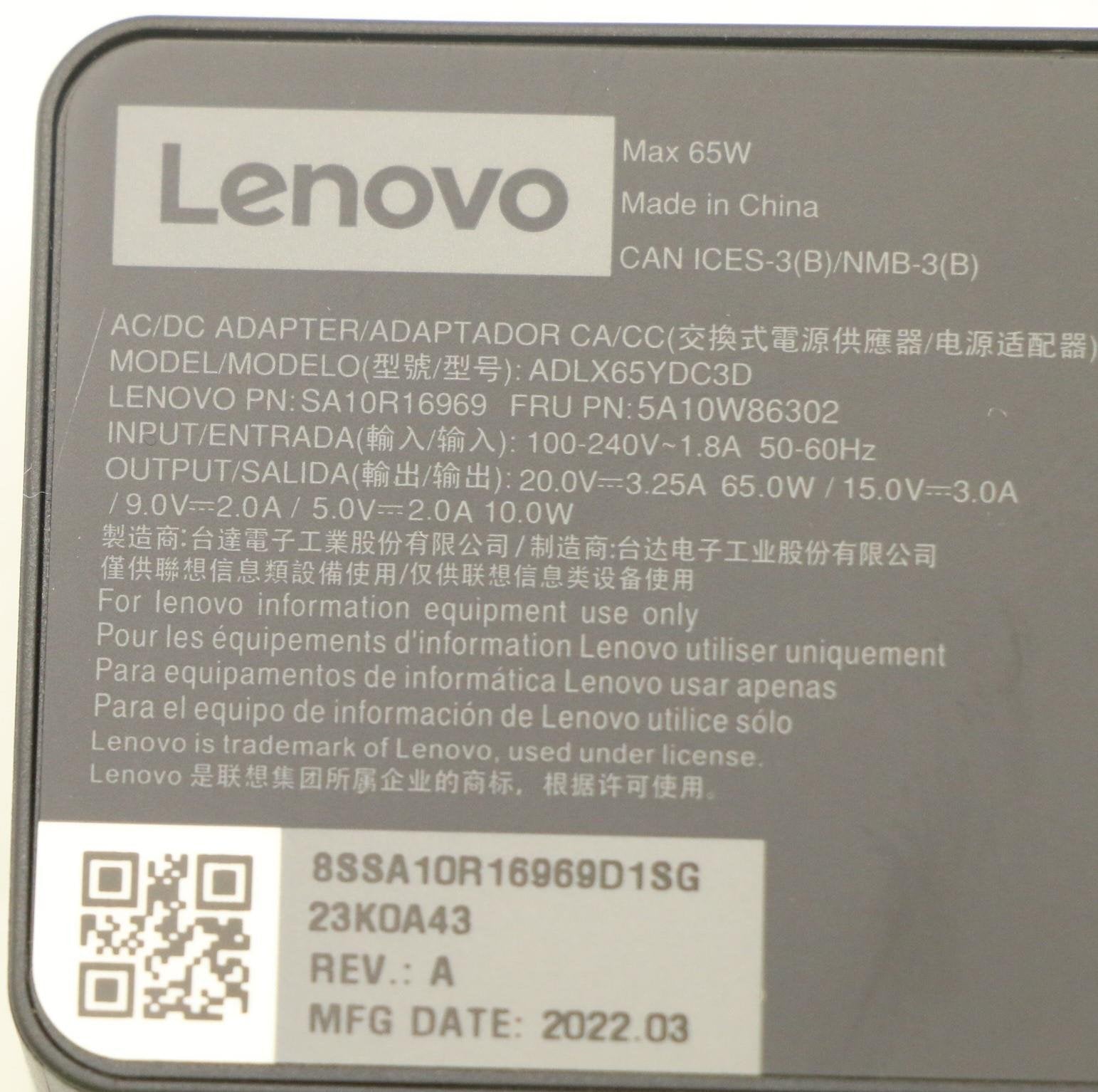 EAN 5704174870685 - Lenovo 5A10W86302 adaptador e inversor de corriente Interior 65 W Negro imagen 8