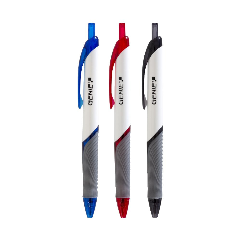 Genie 40004 Bolígrafo Negro, Azul, Rojo Bolígrafo De Punta Retráctil Con Pulsador 12 Pieza(S)
