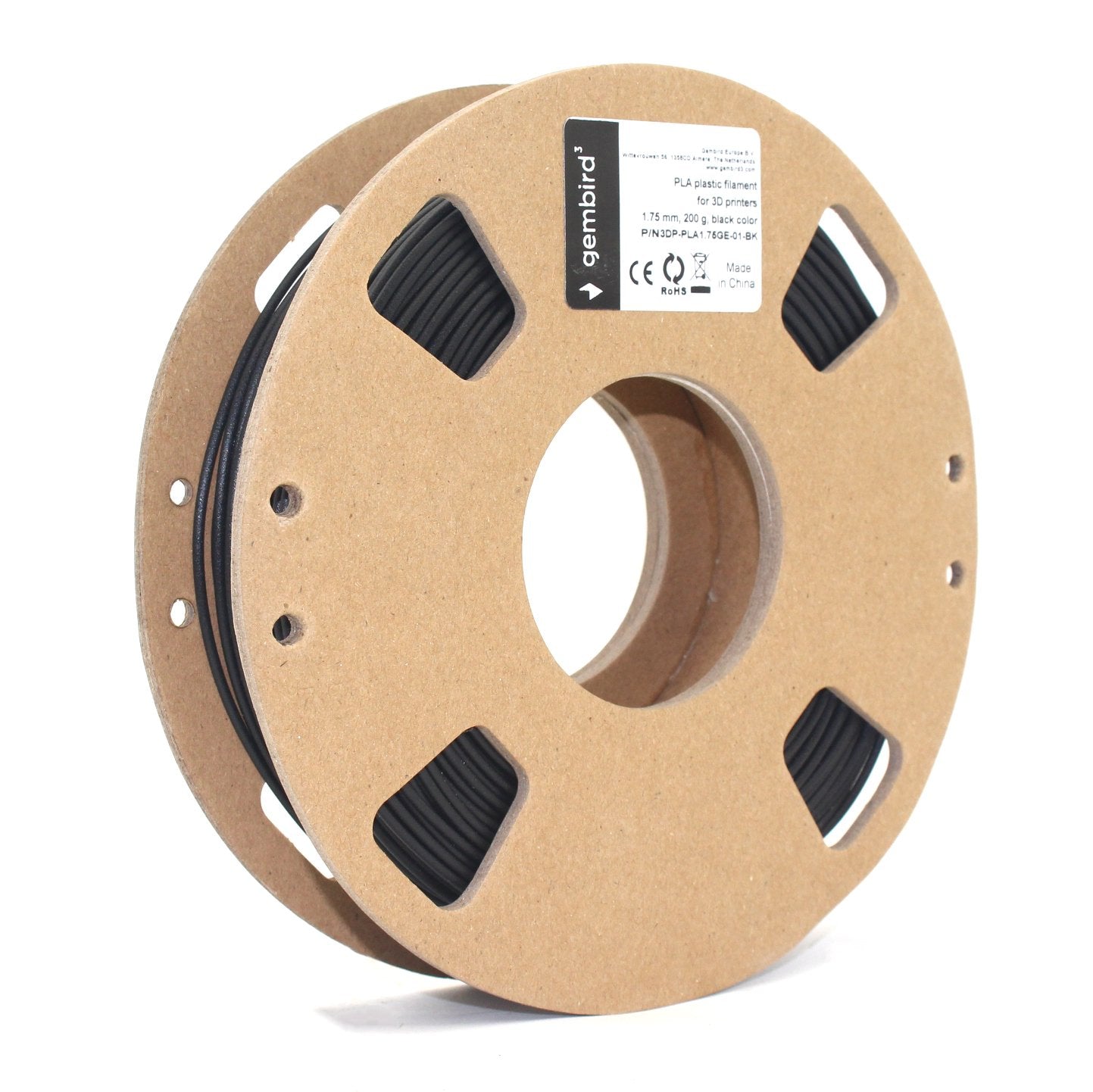 Filamento Gembird Pla 1,75mm 200g Negro 3dp-Pla1.75ge-01-Bk