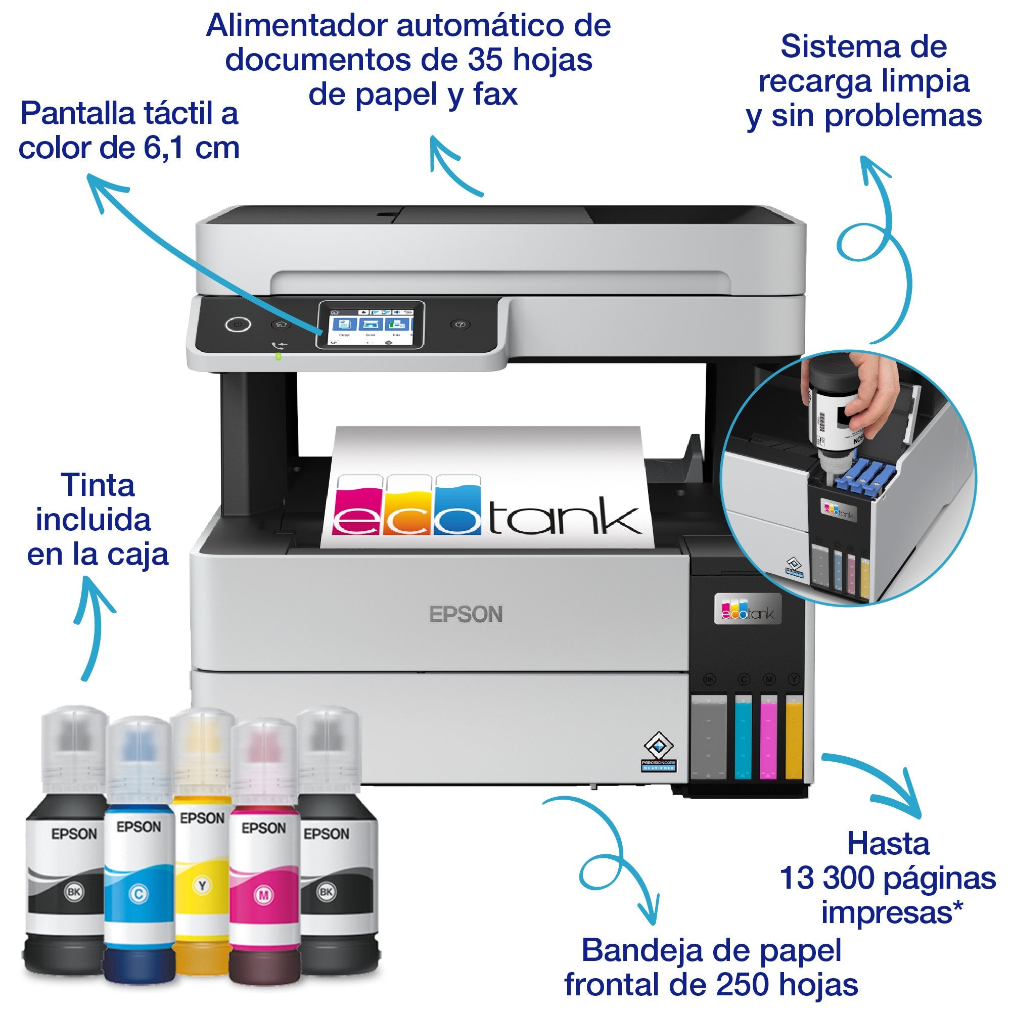 EAN 8715946725857 - Epson EcoTank ET-5185 Inyección de tinta A4 4800 x 1200 DPI 37 ppm Wifi imagen 3