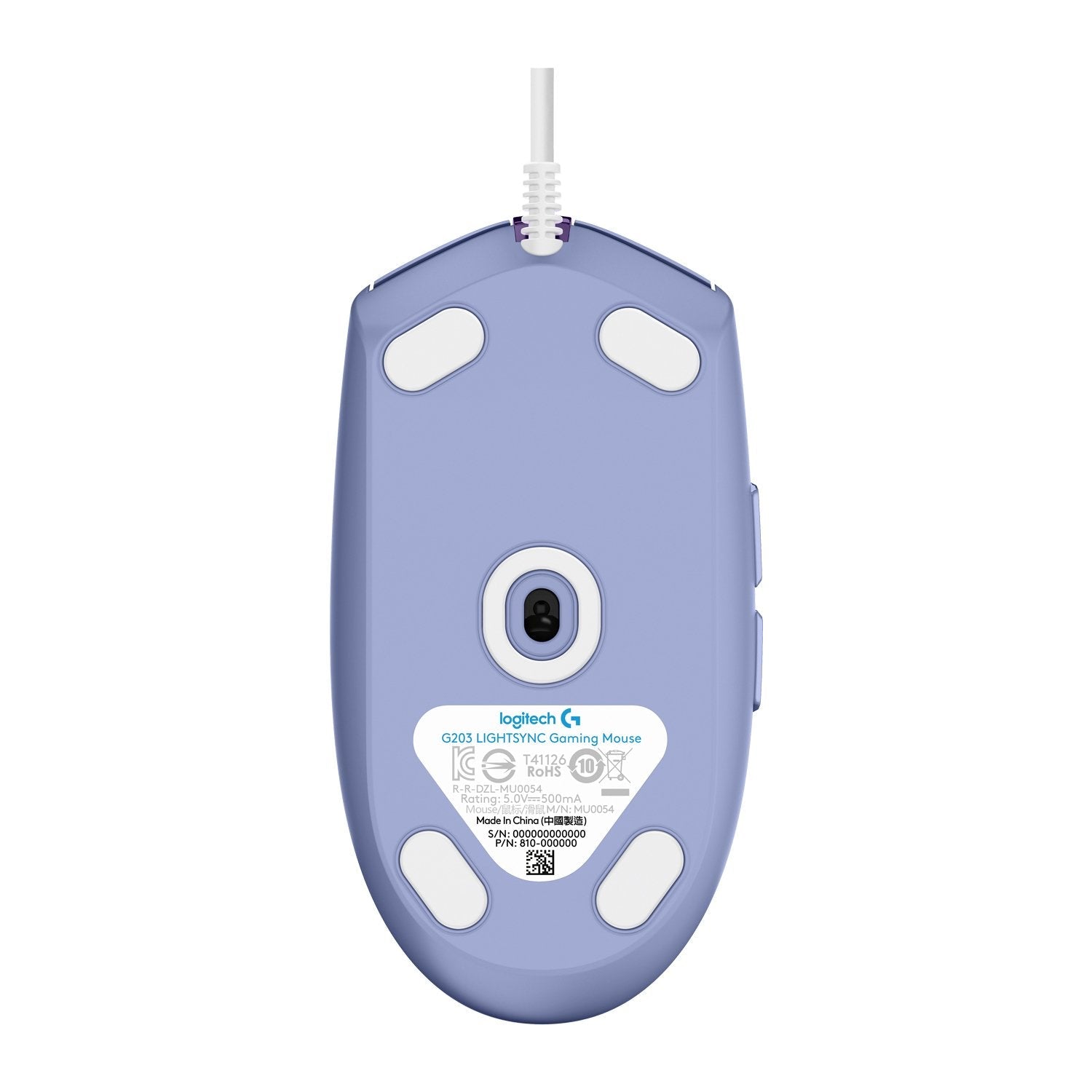 Logitech Raton G203 Lightsync Gaming Usb Lila 910-005853