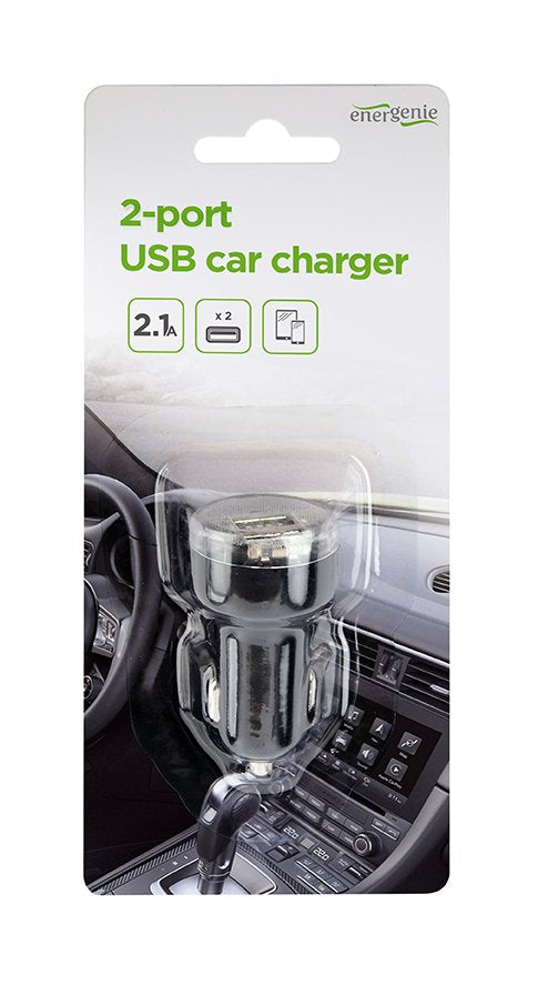 Gembird Cargador Para Coche Usb De 2 Puertos, 2,1 A, Negro