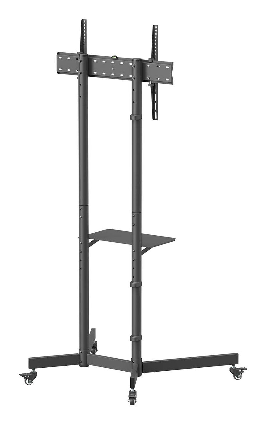 Aisens Soporte De Suelo Eco Con Rueda, Bandeja Para Dvd Para Monitor/Tv 45kg De 37-70, Negro