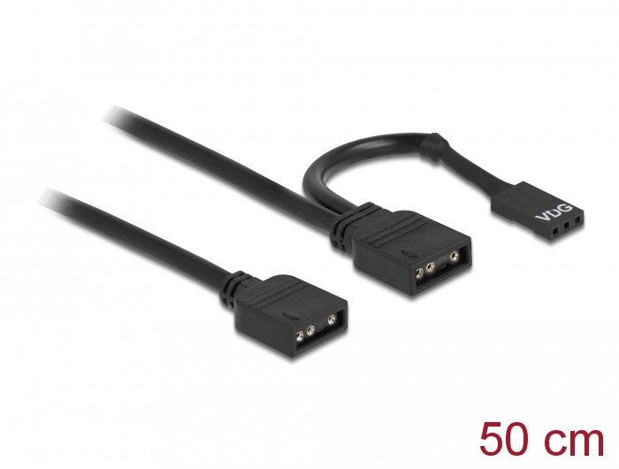Delock Rgb Anschlusscable 3 Pin Für 5 V Rgb   Argb Led Beleuchtung Mit 2 X 3 Pin Buchse 50 Cm