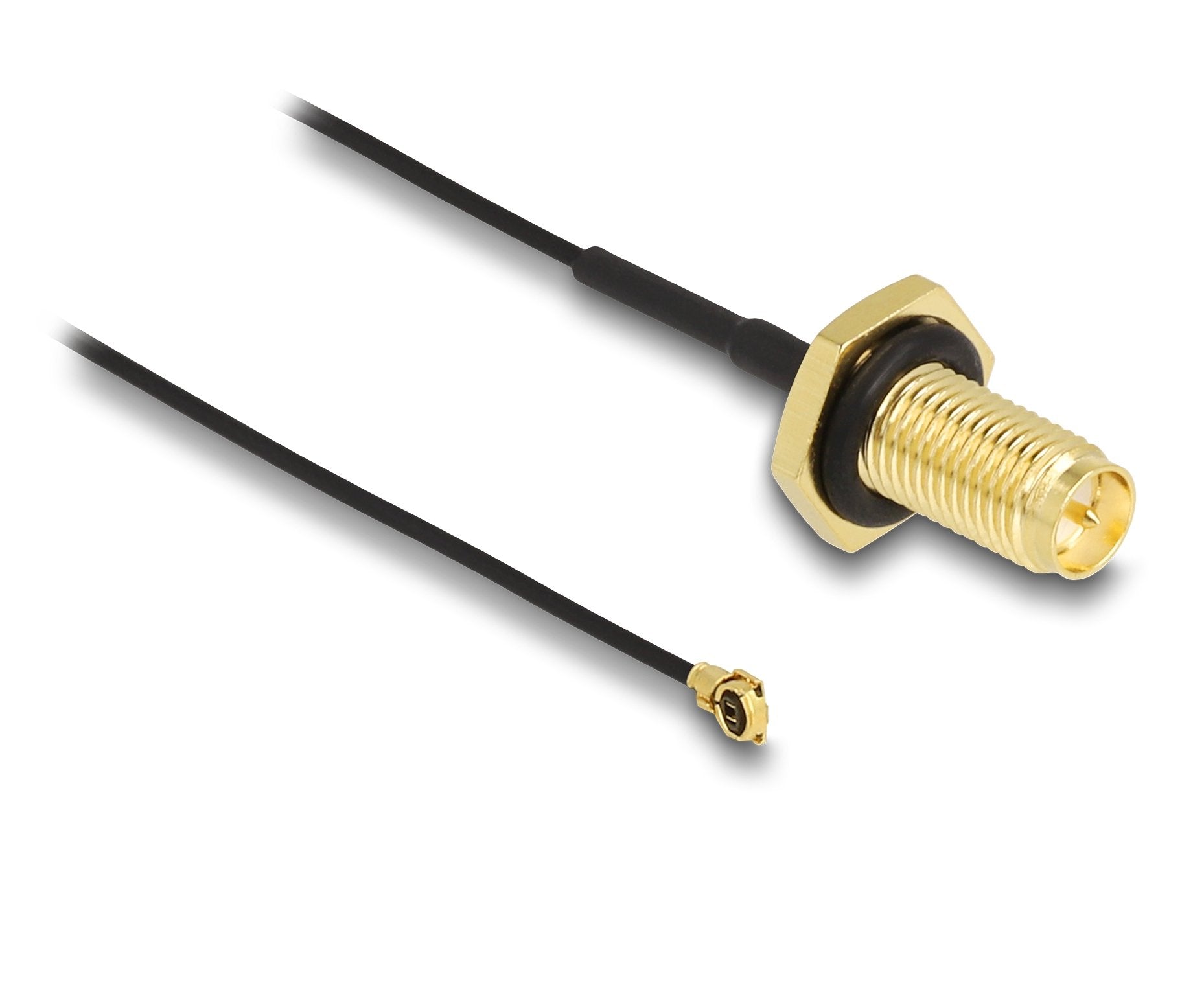 Delock 88383 Antena Cable Rp-Sma Mampara Hembra A I-Pex Inc., Mhf® I Macho 1.13 35 Cm Longitud De Hilo 10 Mm A Prueba De Salpicaduras