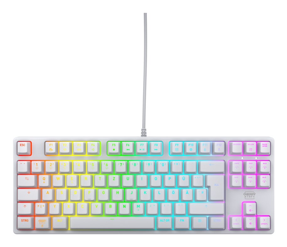 Cherry Xtrfy K4v2, Teclado De Juegos White, De-Layout, Cherry Mx2a Red Cx-K4v2-Rgb-Tkl-Wh-R-Ger