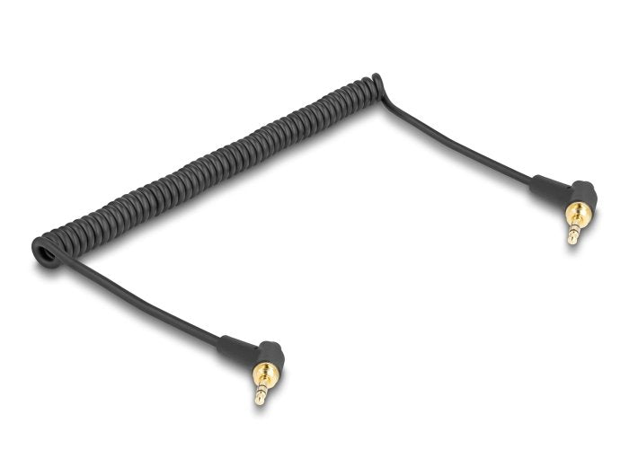 Delock Spiralcable 3,5 Mm 3 Pin Klinkenstecker Zu Klinkenstecker Gewinkelt Mit Schraubadapter Zu 6,35 Mm 75 Cm