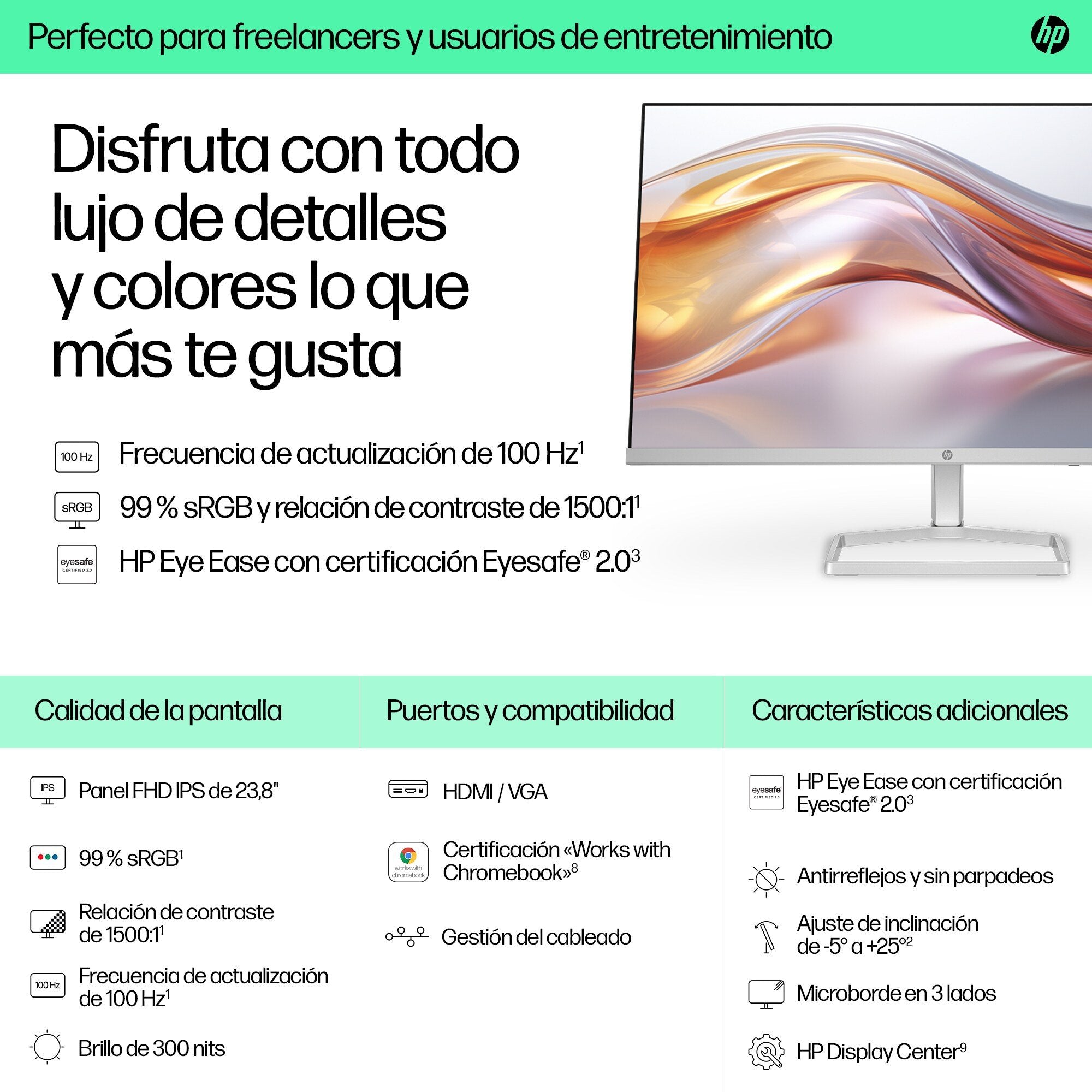 EAN 0197498936819 - HP Series 5 23.8 inch FHD Monitor - 524sf pantalla para PC 60,5 cm (23.8") 1920 x 1080 Pixeles Full HD LC imagen 9