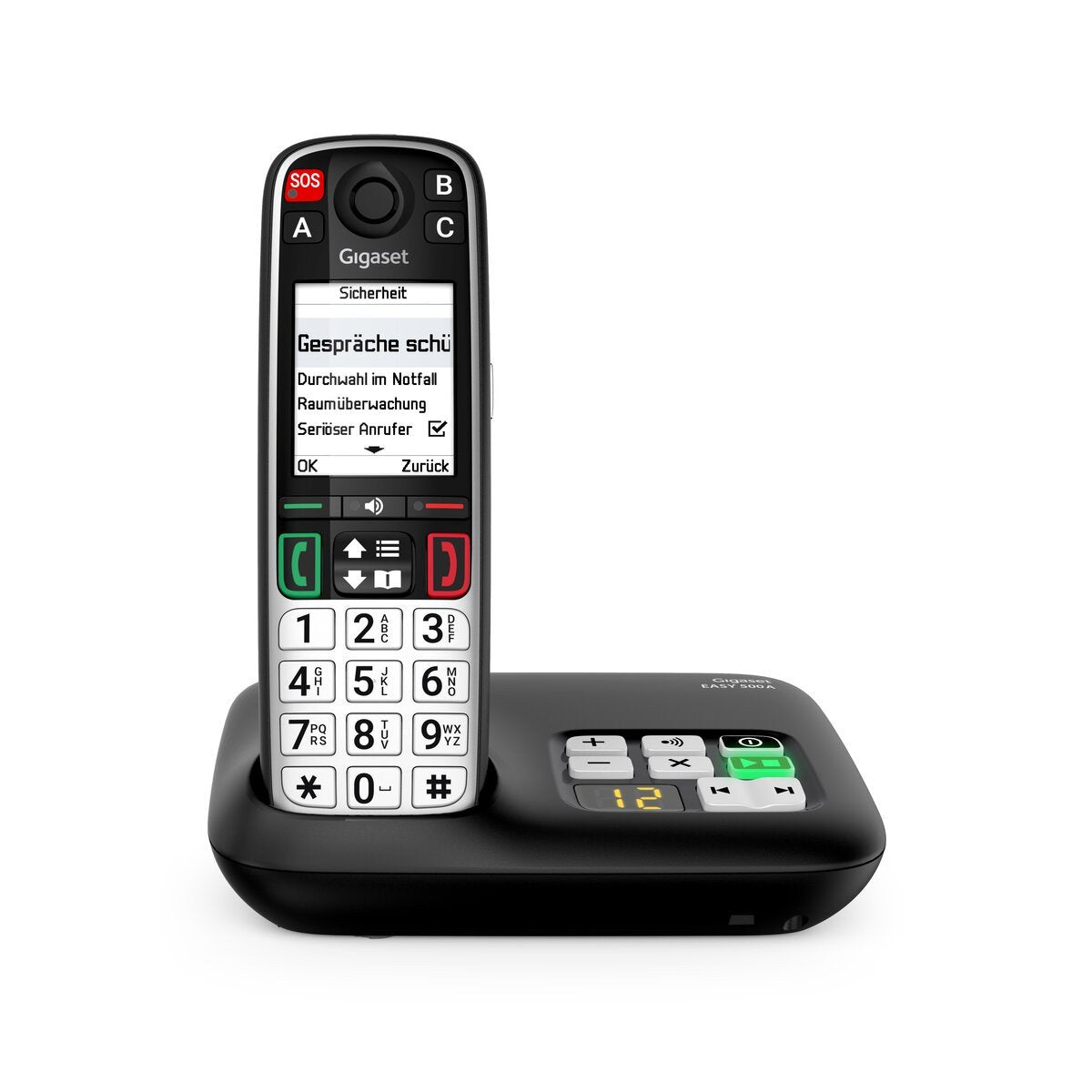 Gigaset Easy 500a Dect-Ladebasis Con 1x Handset (Sos/Ls Life Style)+Ab - Negro