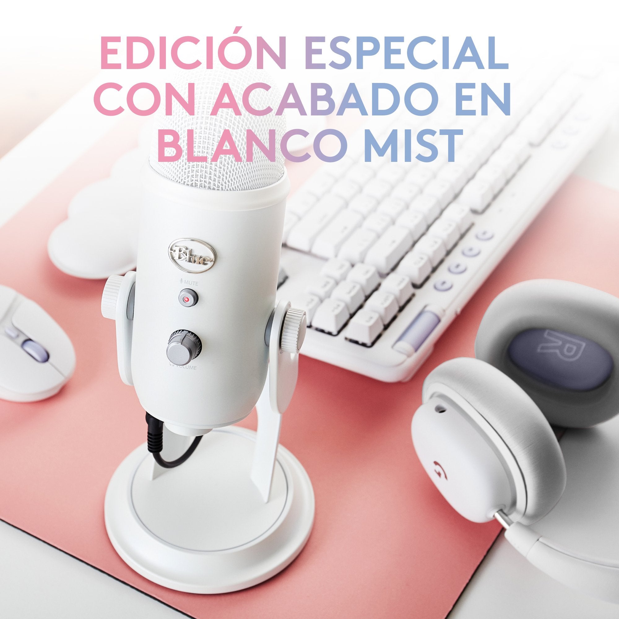 Blue Microphones Yeti Aurora Collection Blanco Micrófono De Superficie Para Mesa