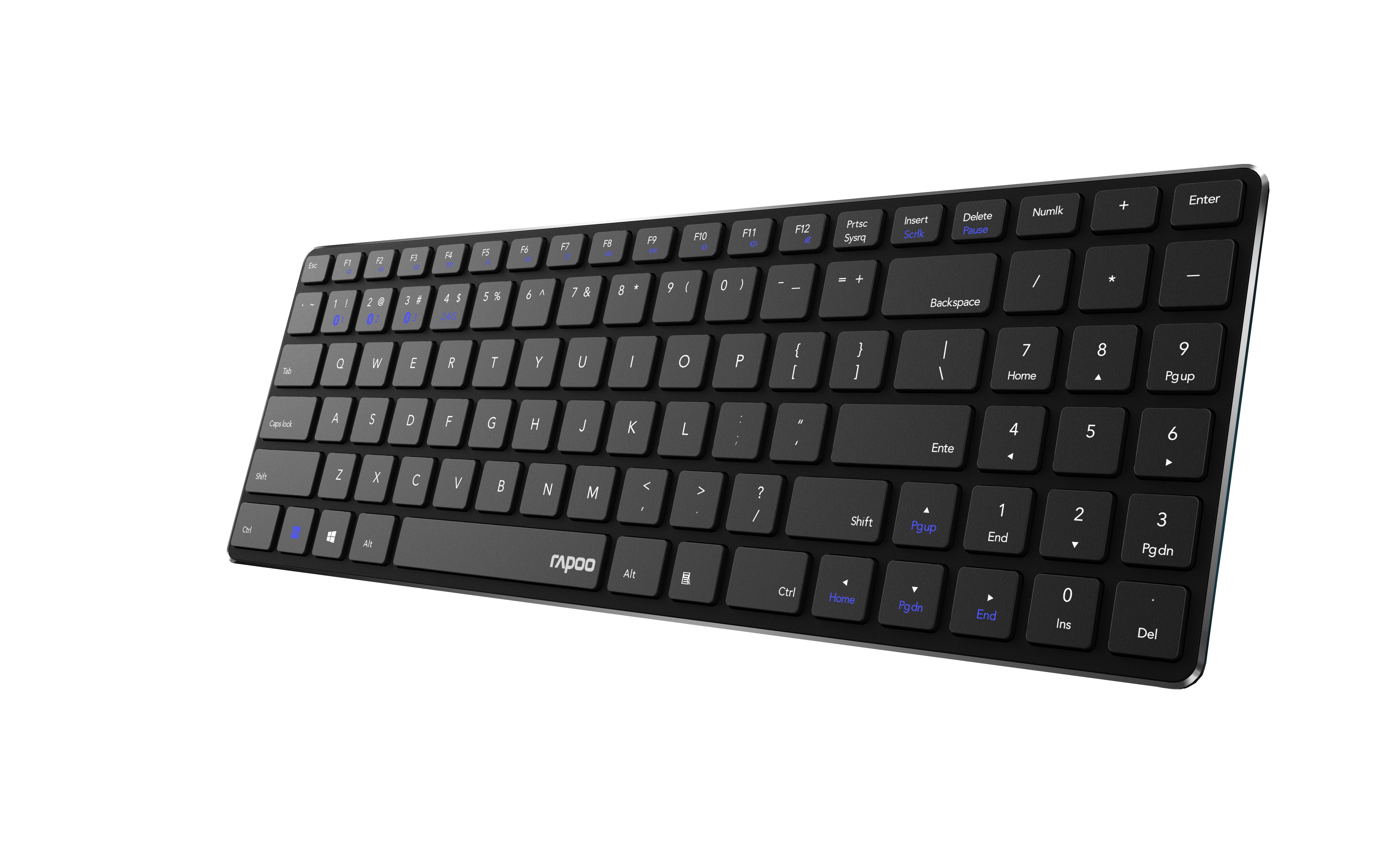 Teclado Rapoo Wireless Y Bluetooth E9100m Portugues 2.4ghz Bt 3.0 4.0 DiseãO Ultrafino Negro