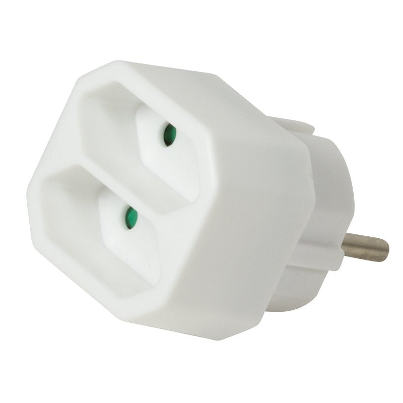 Logilink Adapter With 2 Euro Sockets, Blanco