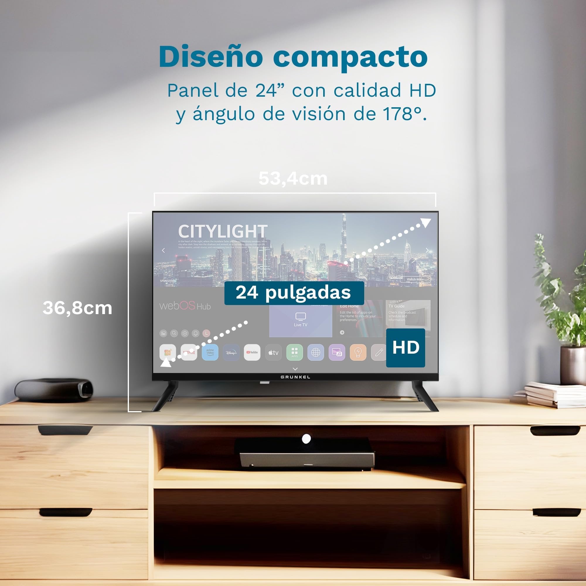 Televisor Grunkel Led-24pbw 24' Hd Smart Tv Wifi