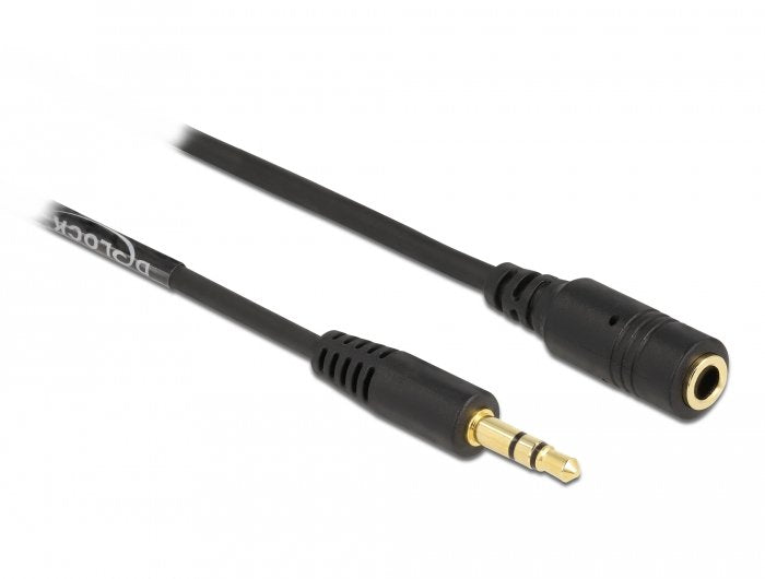 Delock Spiralcable Verlängerung 3,5 Mm 3 Pin Klinkenstecker Zu Klinkenbuchse 1,5 M Schwarz