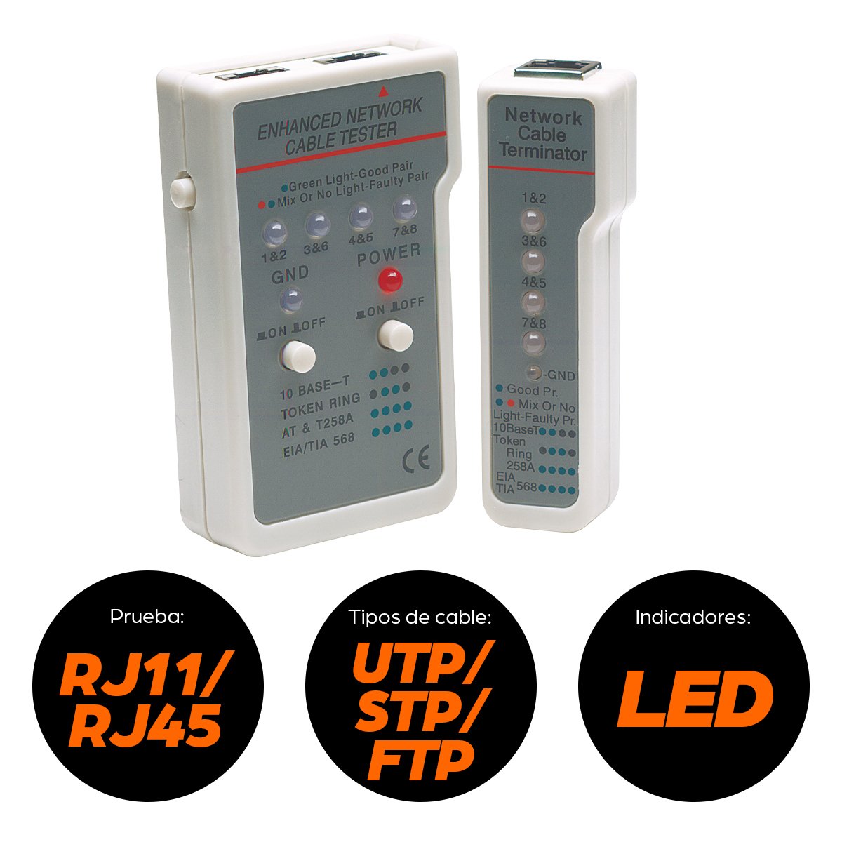 EAN 0766623351898 - Intellinet 351898 comprobador de cables de red Comprobador de cables UTP/STP Gris, Blanco imagen 8