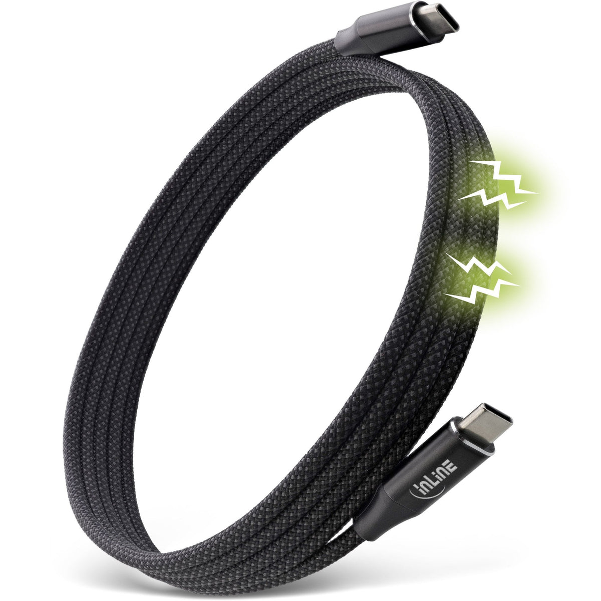 Inline® Magnetic Usb-C Cable, Usb-C Male/Male, 100w, Black, 1.5m