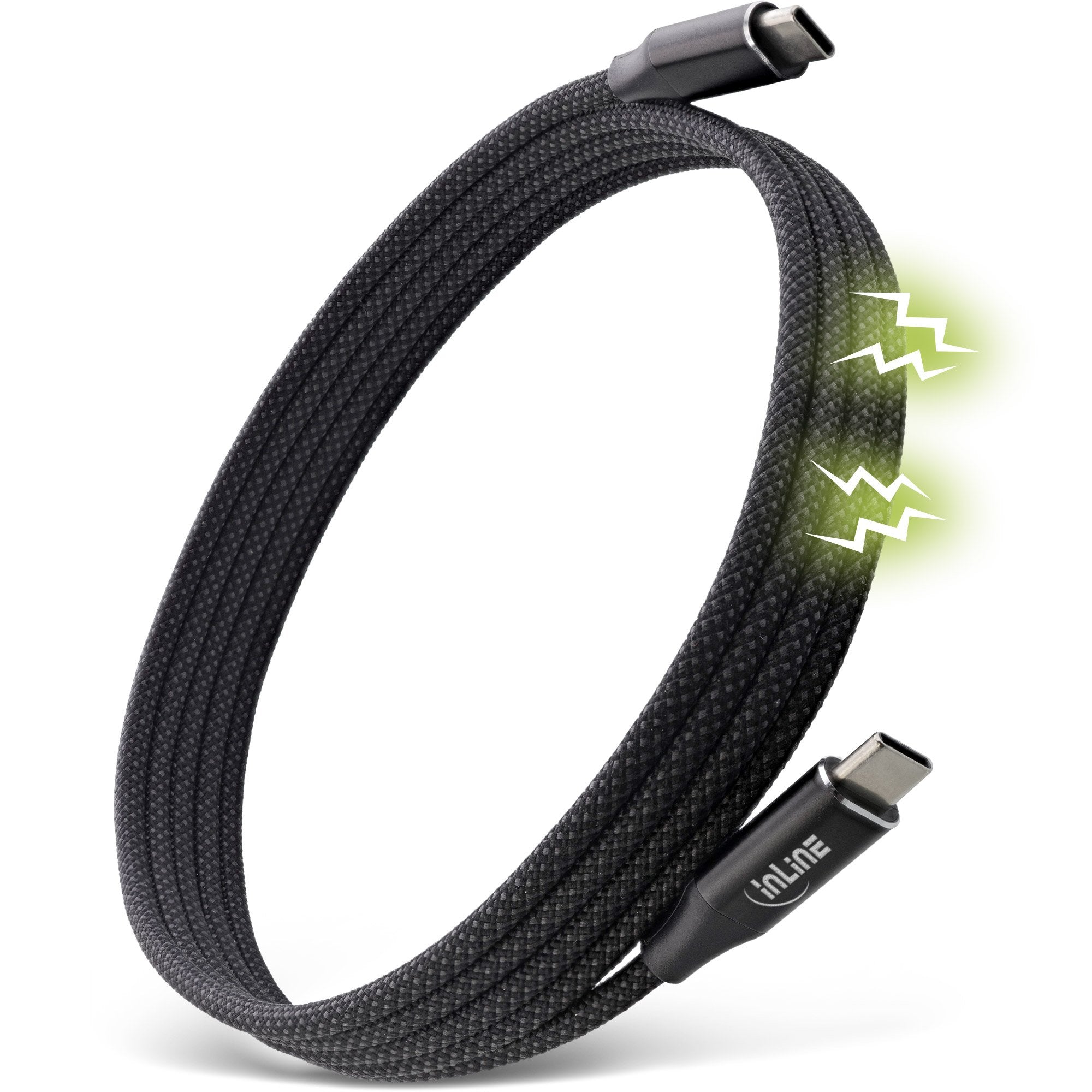 Inline® Magnetic Usb-C Cable, Usb-C Male/Male, 100w, Black, 1m
