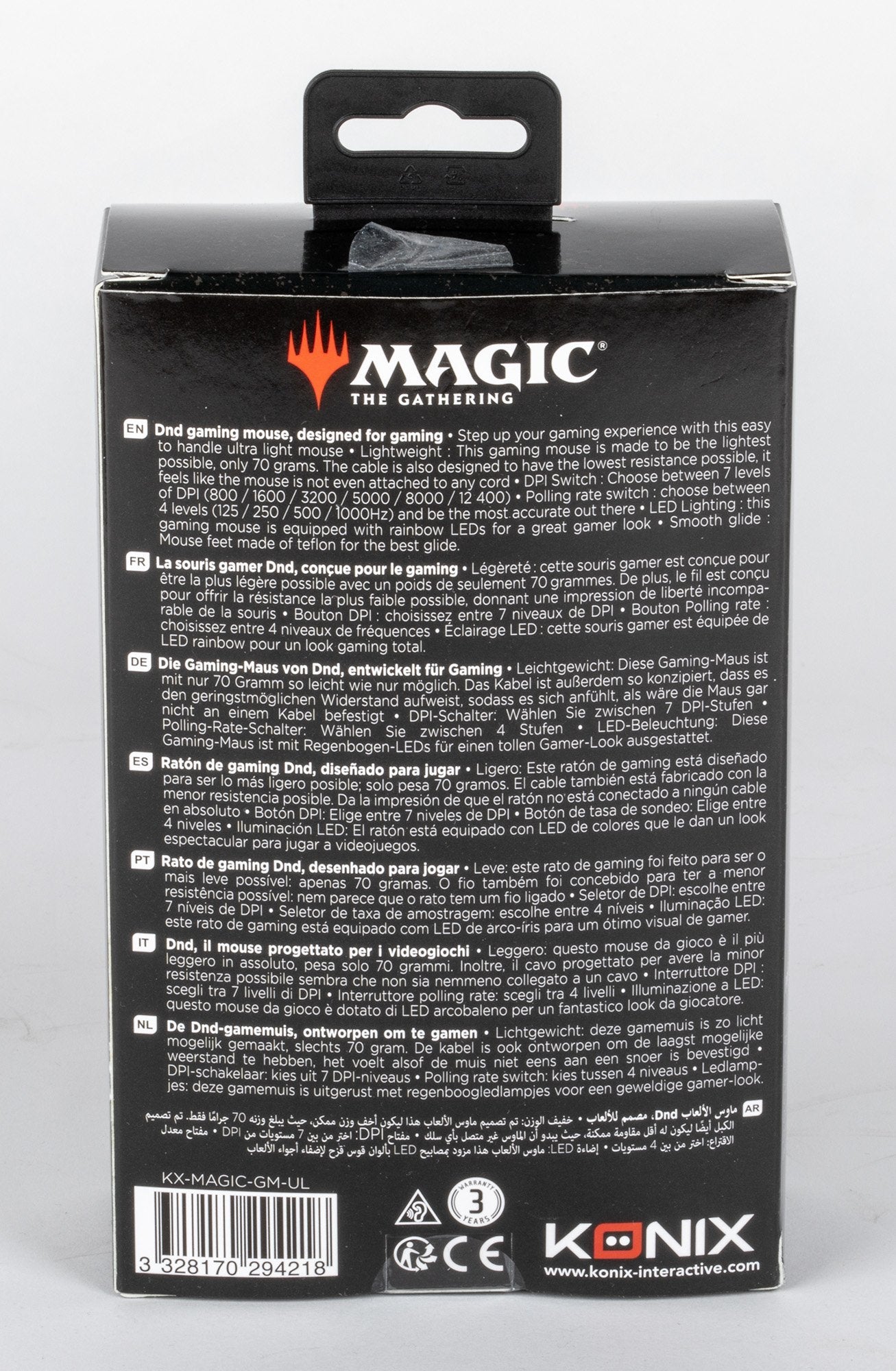 Ratón Gaming Konix Magic The Gathering Ultra Light 10.000dpi  1000hz Led