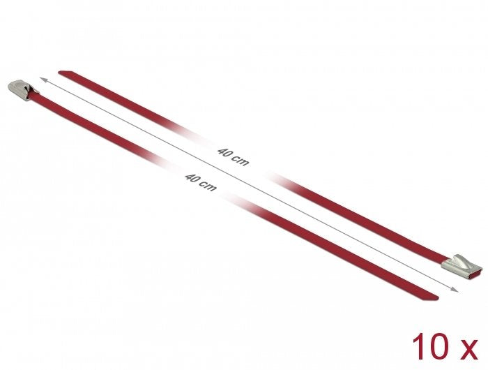 Delock Edelstahlcablebinder L 400 X B 4,6 Mm Rot 10 Stück