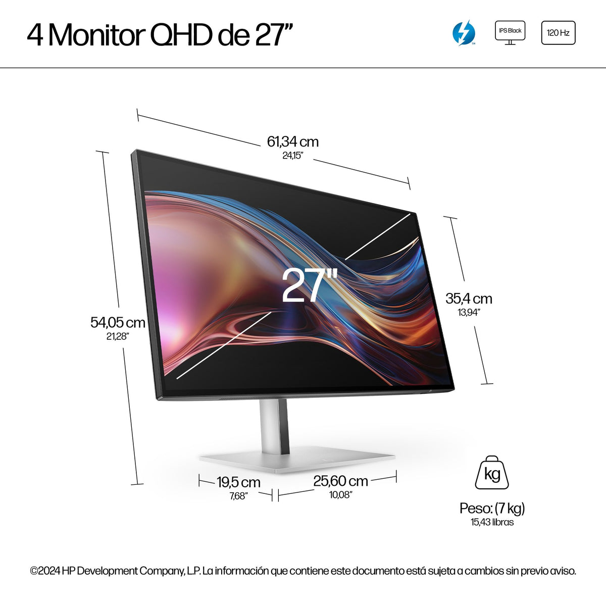 EAN 5715063476468 - HP Series 7 Pro 27 inch QHD Thunderbolt 4 Monitor - 727pu pantalla para PC 68,6 cm (27") 2560 x 1440 Pixe imagen 9