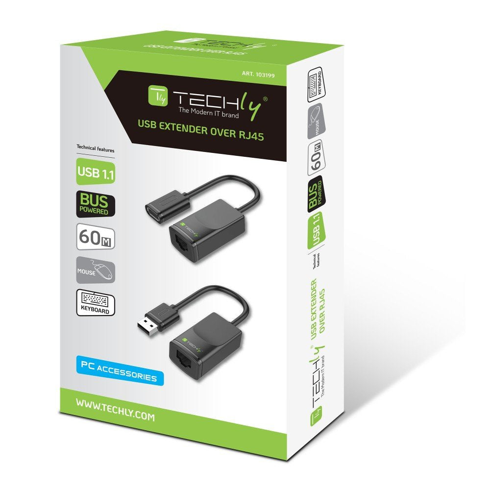 Extensión Usb Techly Mediante Cable De Red Rj45 Hasta 60 Metros