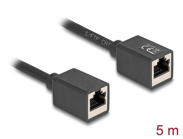 Delock Netzwerk Verlängerungscable Kupplung Rj45 Buchse Zu Rj45 Buchse Cat.6a S Ftp 5 M Schwarz