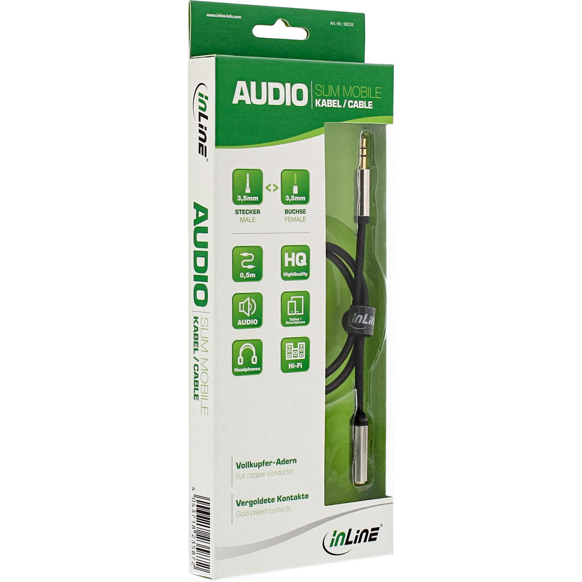 Cable De Audio Inline Slim 3.5mm Macho A Hembra Estéreo 5m