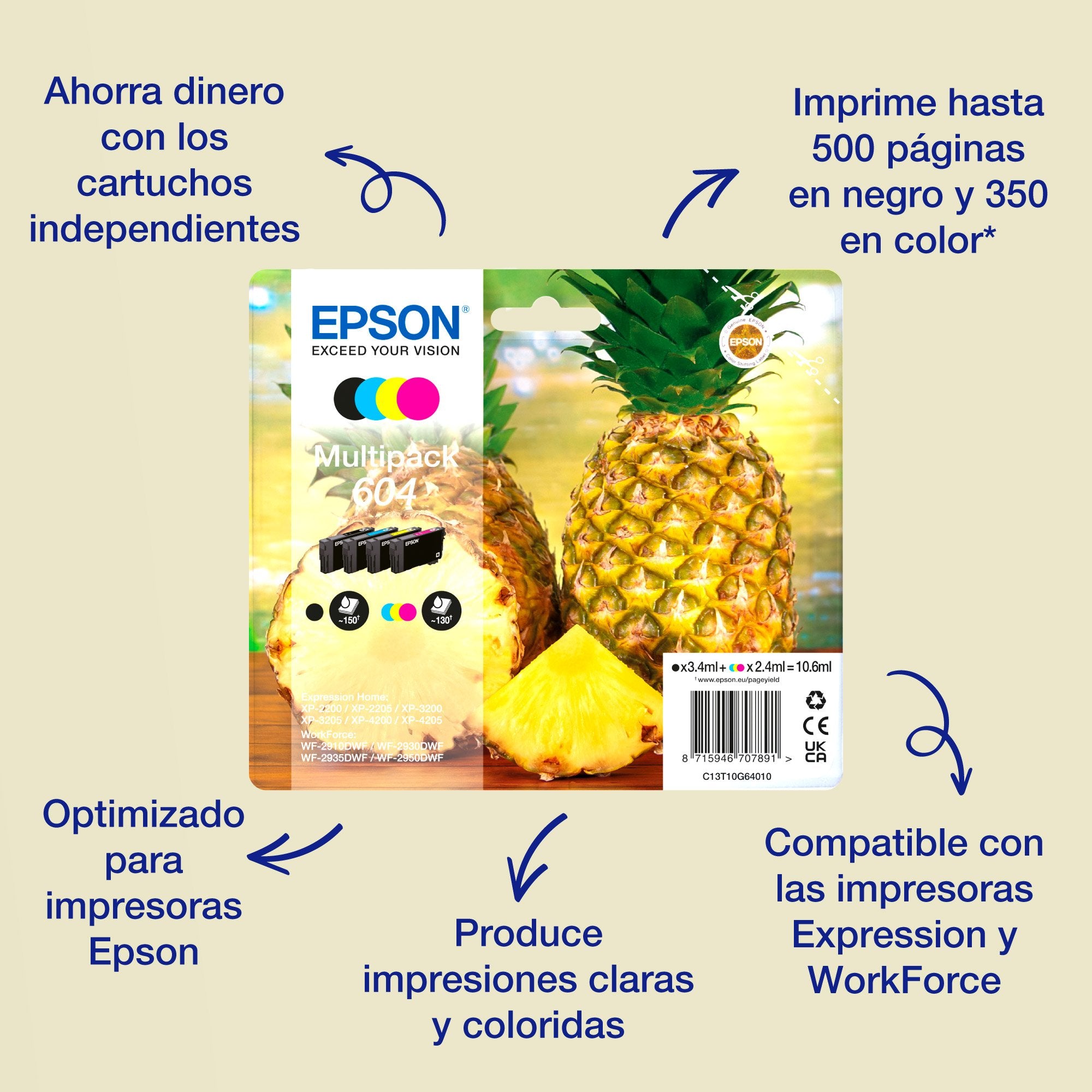 EAN 8715946708072 - Epson 604XL cartucho de tinta 1 pieza(s) Original High (L) Yield Negro, Cian, Magenta, Amarillo imagen 2