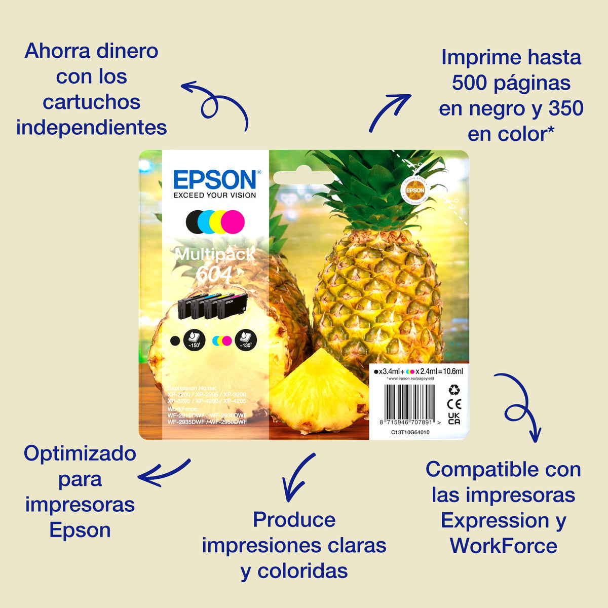 EAN 8715946707921 - Epson 604 EasyMail cartucho de tinta 1 pieza(s) Original Rendimiento estándar Negro, Cian, Magenta, Amari imagen 3