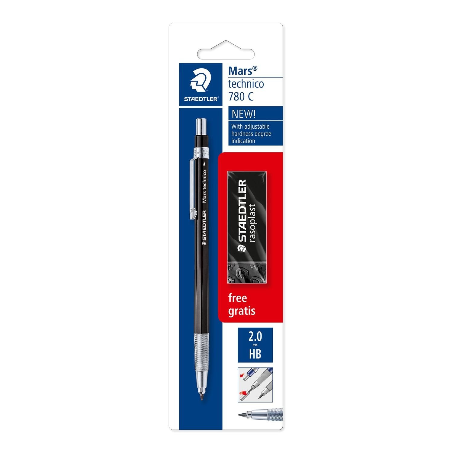Staedtler Mars Technico 780 C Pack De 1 Portaminas Tecnico De 2mm + 1 Goma De Borrar Rasoplast