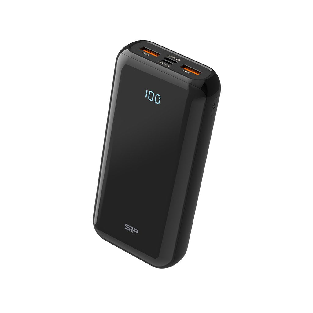 Powerbank Silicon Power Qs28 20000mah Lcd Qc3.0+Pd 2x Usb A, 1x Musb + 1x Usb C, Czarny