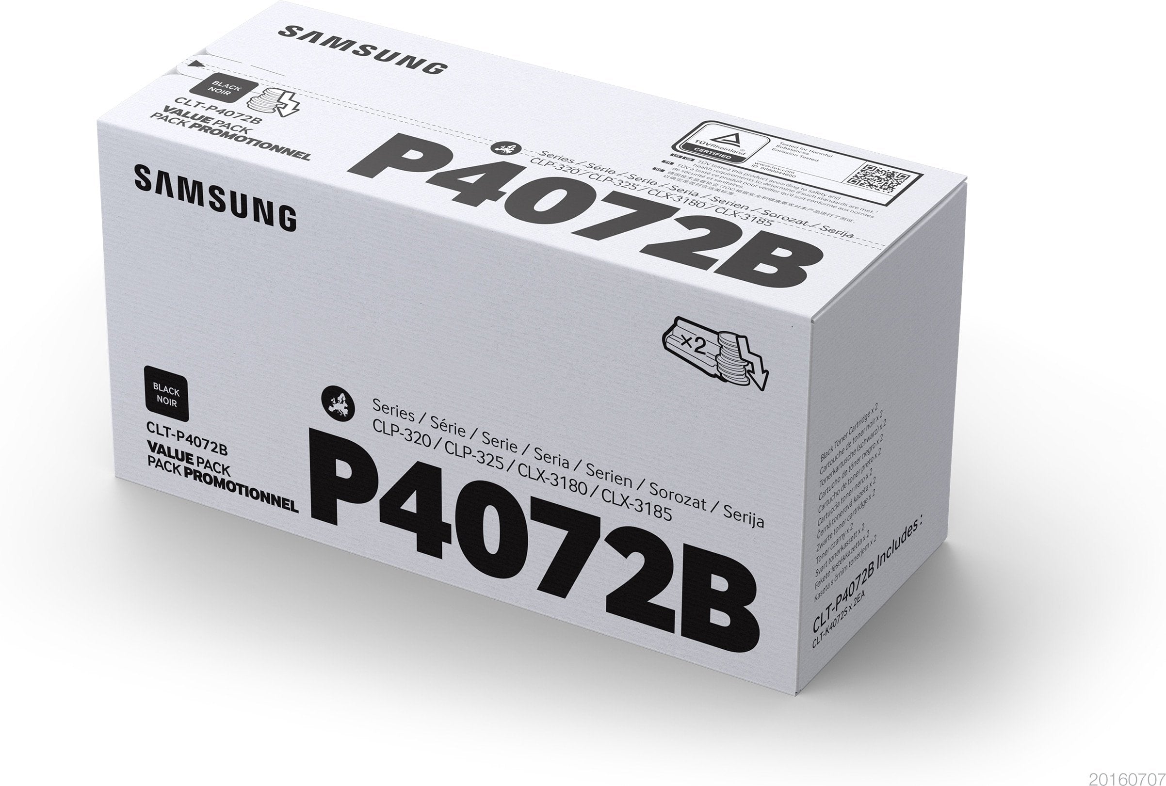 EAN 0191628449392 - Samsung CLT-P4072B 2-pack Black Toner Cartridges cartucho de tóner 2 pieza(s) Original imagen 1