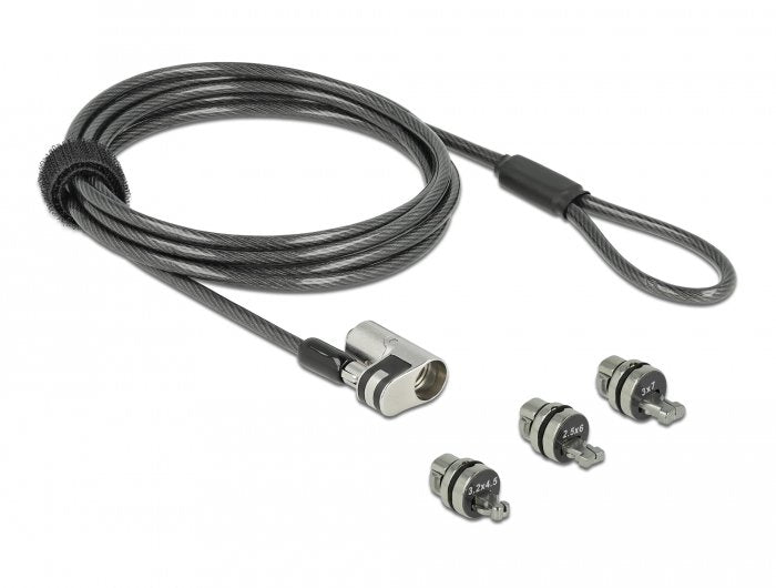 Navilock Notebook Sicherungscable Mit 3 Verriegelungskpfen Fr Kensington, Noble Wedge Und Nano Slot